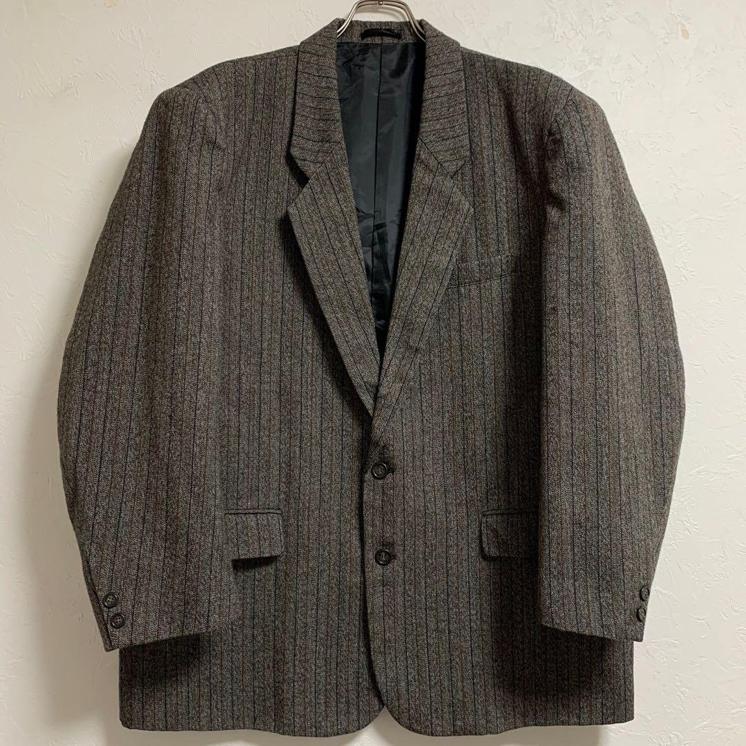 vintage レトロ古着 ベージュ ストライプ シングル セットアップ スーツ