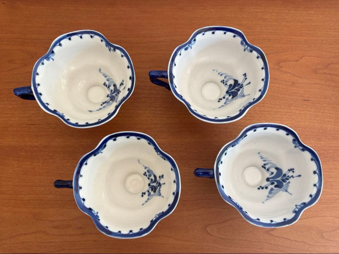 ティーポット&カップ4個セット　グジェリ焼　グジェリ陶器