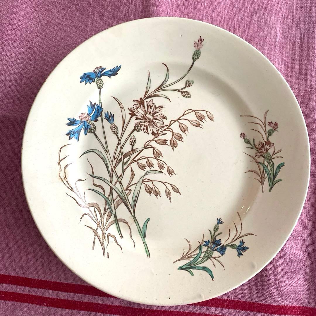 フランスアンティーク　LunevilleリュネヴィルBLEUET　矢車菊皿【C】