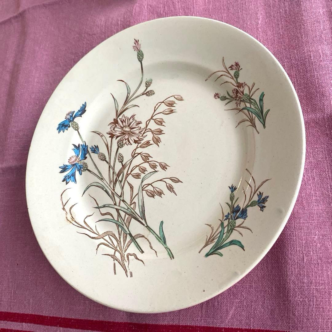 フランスアンティーク　LunevilleリュネヴィルBLEUET　矢車菊皿【C】