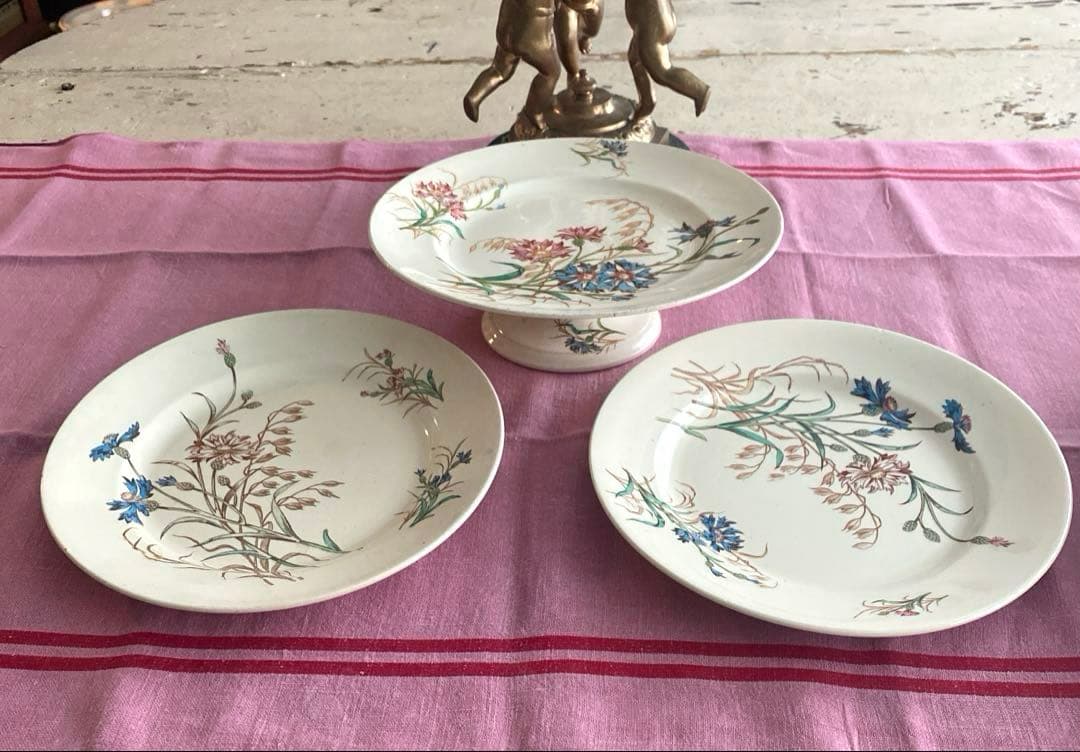 フランスアンティーク　LunevilleリュネヴィルBLEUET　矢車菊皿【C】