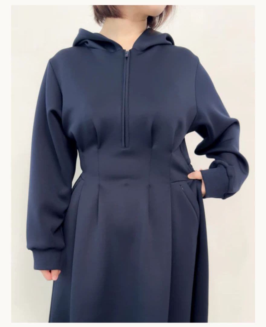 CINEMATIQ　ダブルポケットパーカーワンピ　ネイビー　フリーショート