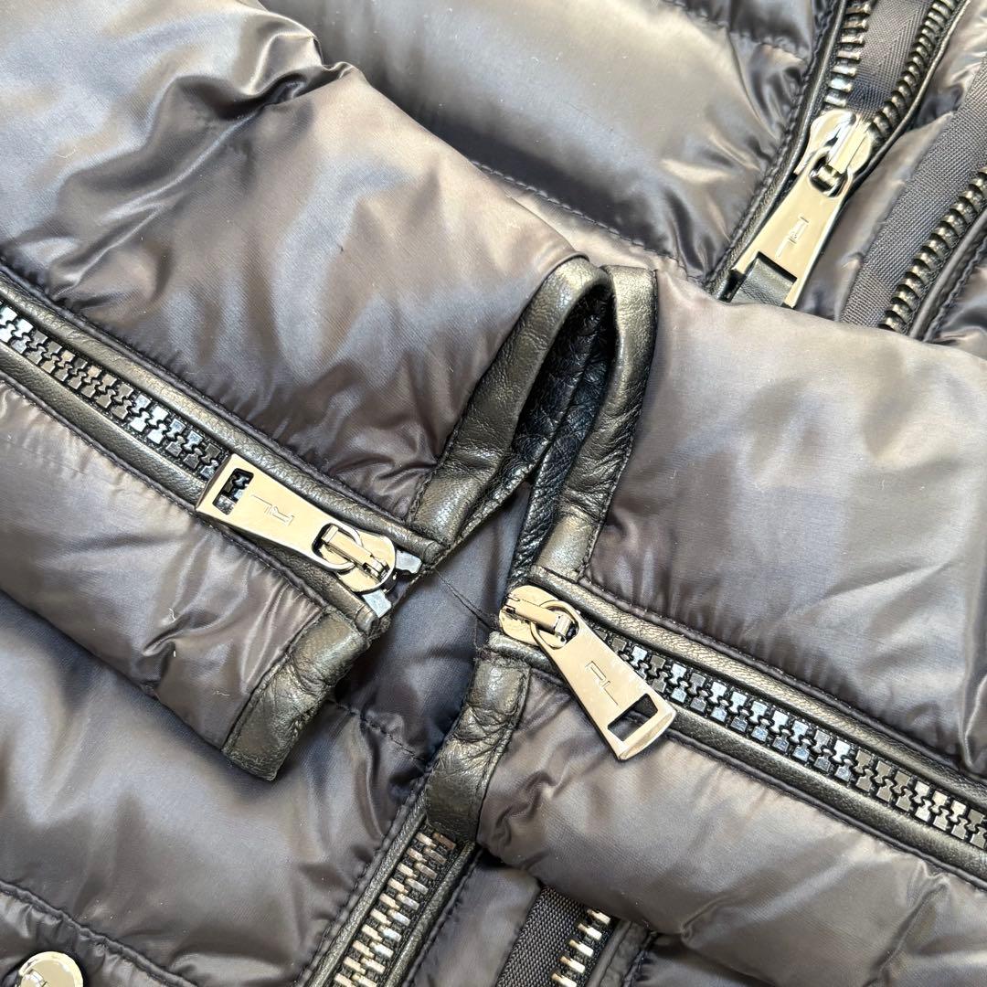 ポロラルフローレン ダウンジャケット ライダース 黒 レザー 羊 150