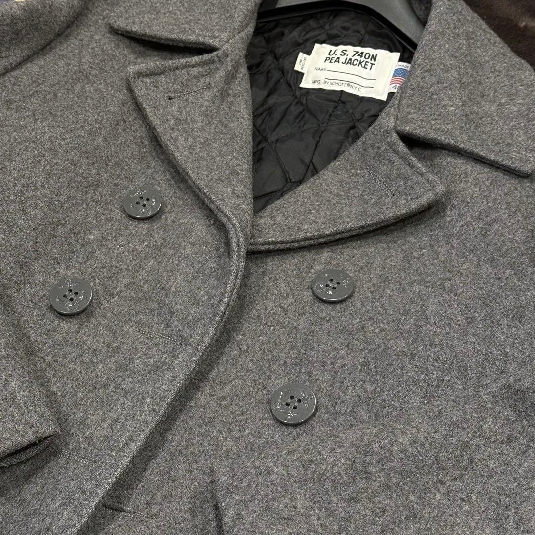 美品‼️Schott ピーコート USA製 グレー ショット キルティング 40L