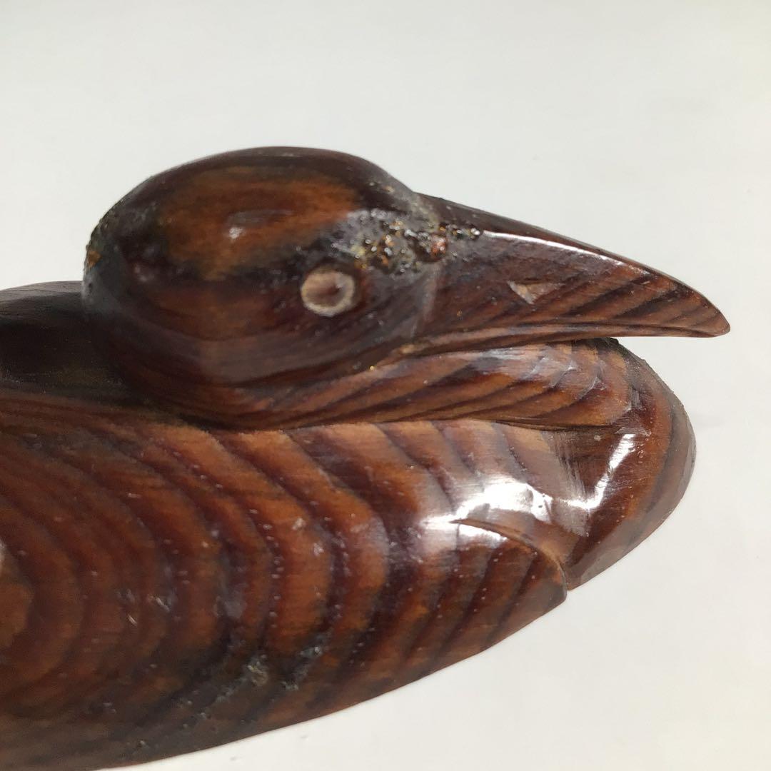 Ｎ４３３　香合　『浪華　高橋黄石作』『松材』『鶴香合』　共箱　茶道具　木工芸