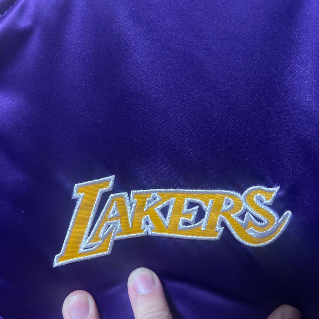 Mitchell & Ness LA Lakers サテン ジャケット サイズL