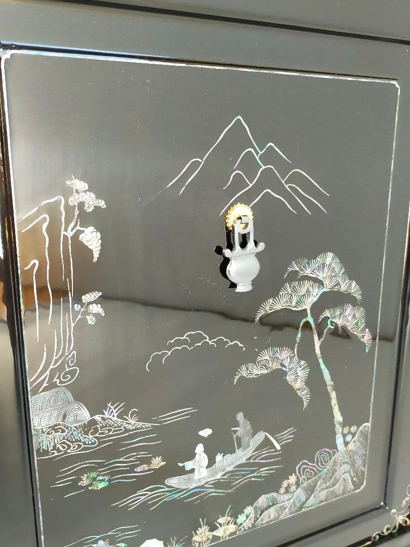 煎茶道具 器局（ききょく） 茶道具入 本塗螺鈿四方箱　JAPAN　漆