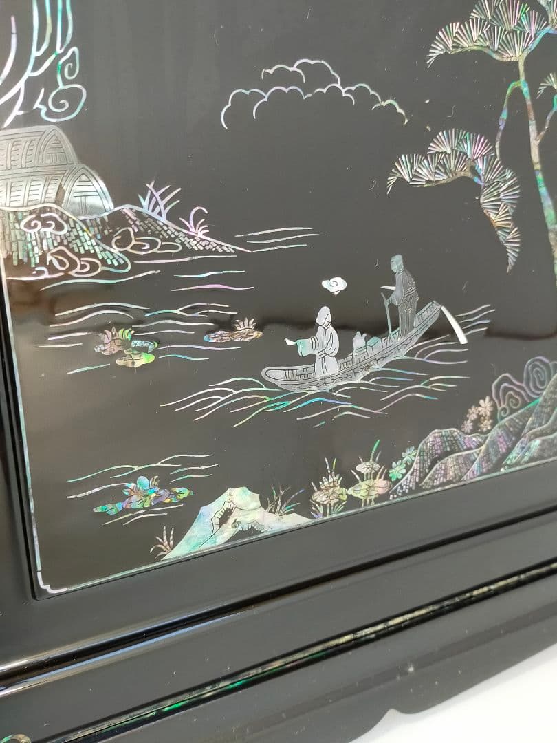 煎茶道具 器局（ききょく） 茶道具入 本塗螺鈿四方箱　JAPAN　漆