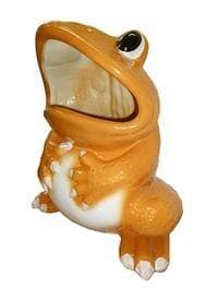 カエルの傘立て/蛙/傘置き/イエロー/陶器製/ダストBOX/高さ４８cm