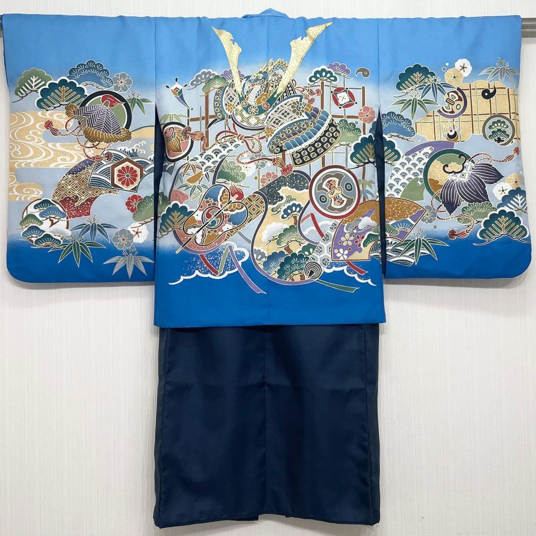 七五三 5歳 男の子 羽織 着物 袴セット【兜】