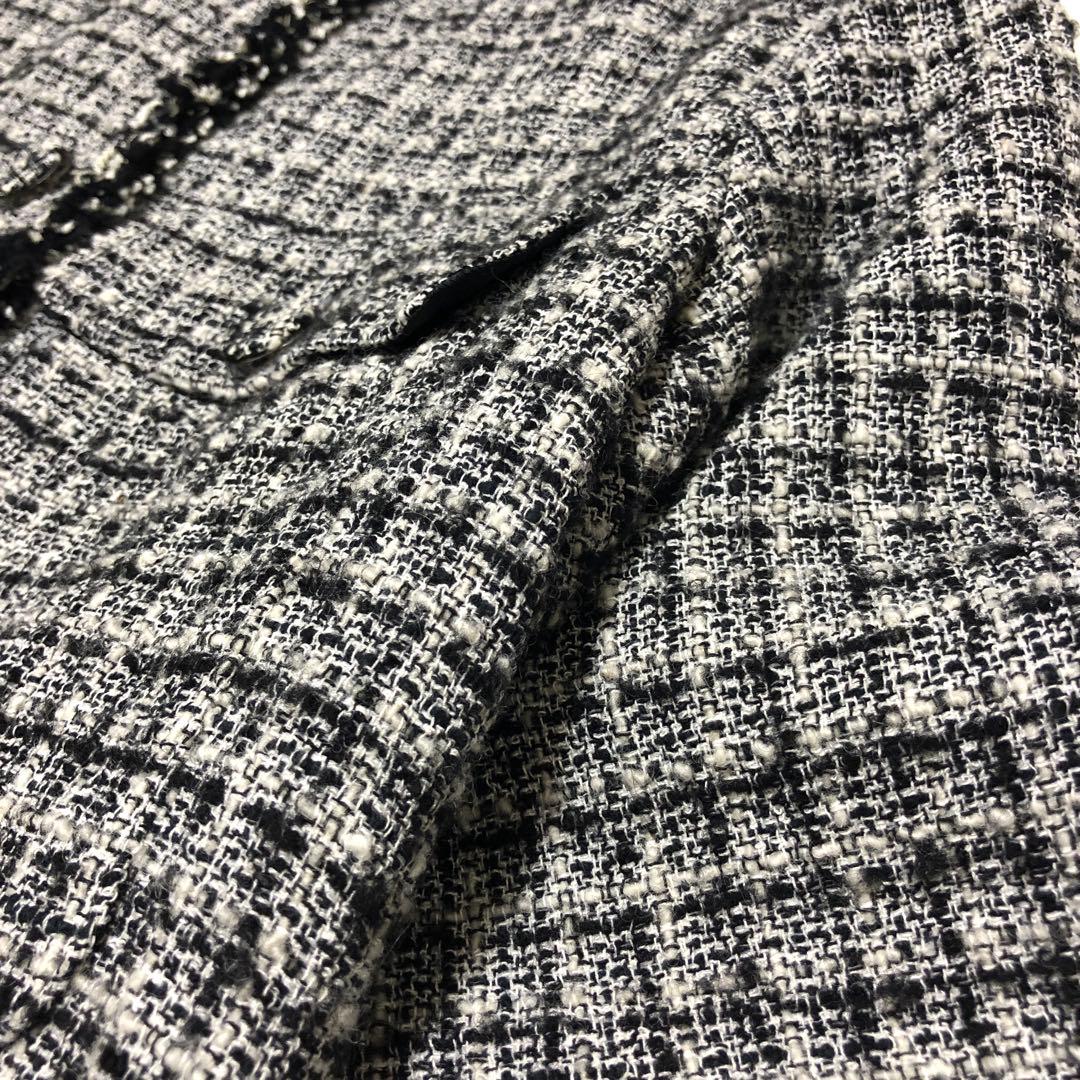 近年モデル✨　マックスマーラ　ノーカラージャケット　ツイード　フリンジ　グレー