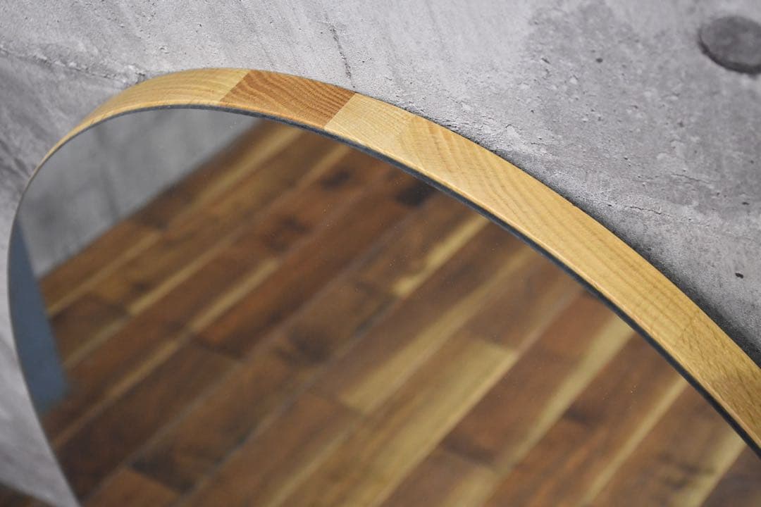 EHK19 未使用品 ザラホーム ウォールミラー オーバル型 ウッドフレーム