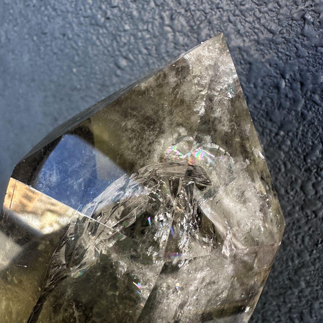 【開運 魔除】巨大❗️ファントムレインボー煙水晶スモーキーシトリン六角柱A1187