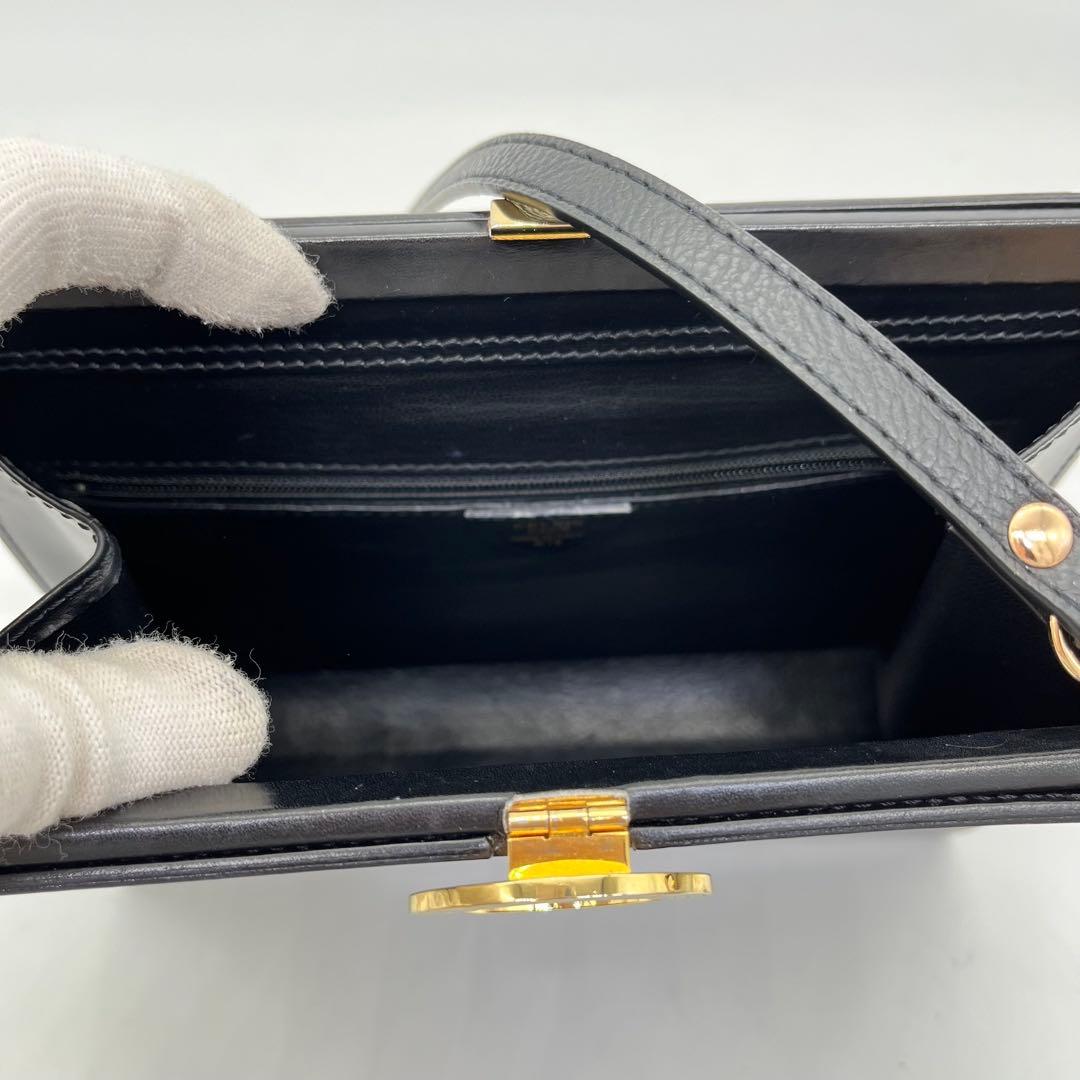 CELINE ショルダーバッグ 斜めがけ サークルロゴ 黒 レザー 保存袋付き