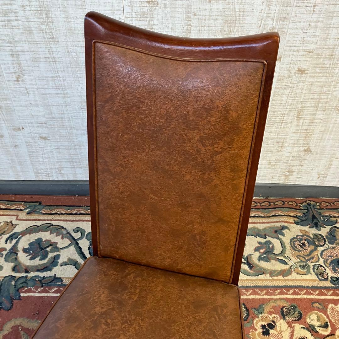 ③北欧レトロ マルニ木工 木製椅子 鋲打ちダイニングチェア ロビーチェア 古家具