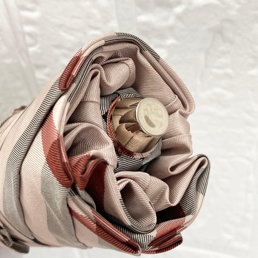 【未使用】バーバリー　折りたたみ傘　ノバチェック　雨傘　ユニセックス　ベージュ系