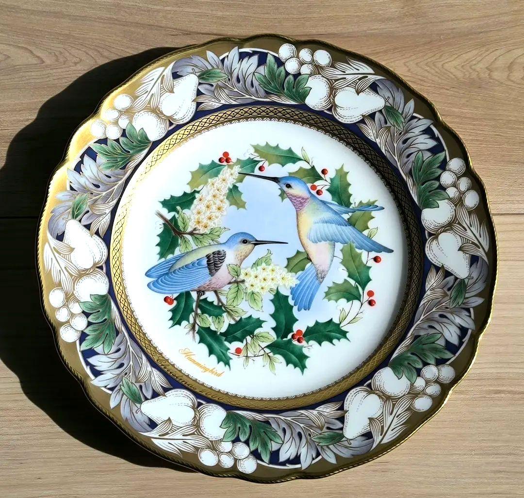 ノリタケ 限定品プレート 2000 ハチドリ 青い鳥 陶器 金彩