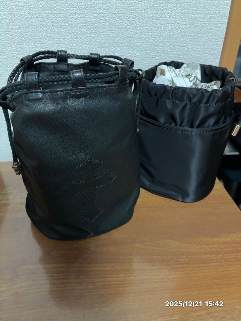 CHROME HEARTS クロムハーツ　ドローストリングサック　レザー巾着