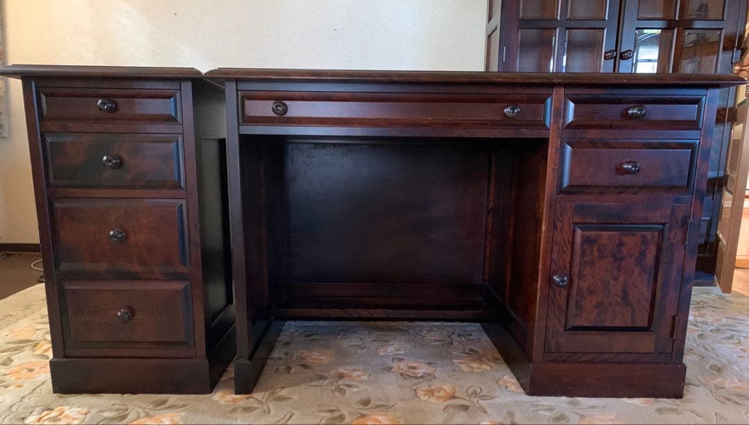 ①北海道民芸家具 片袖机　学習机