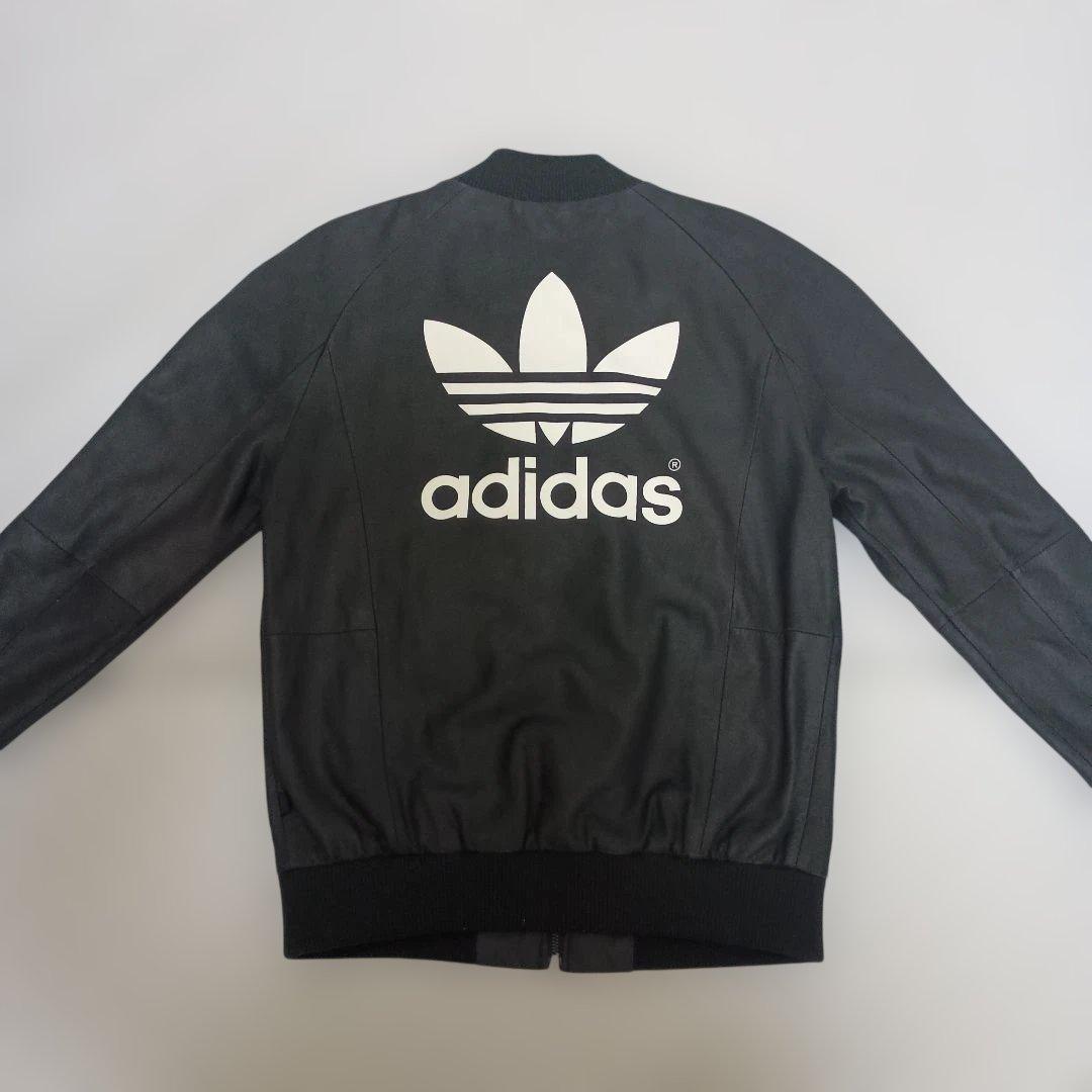 アディダス　トラックジャケットレザー　羊革ラムレザー　アディカラー