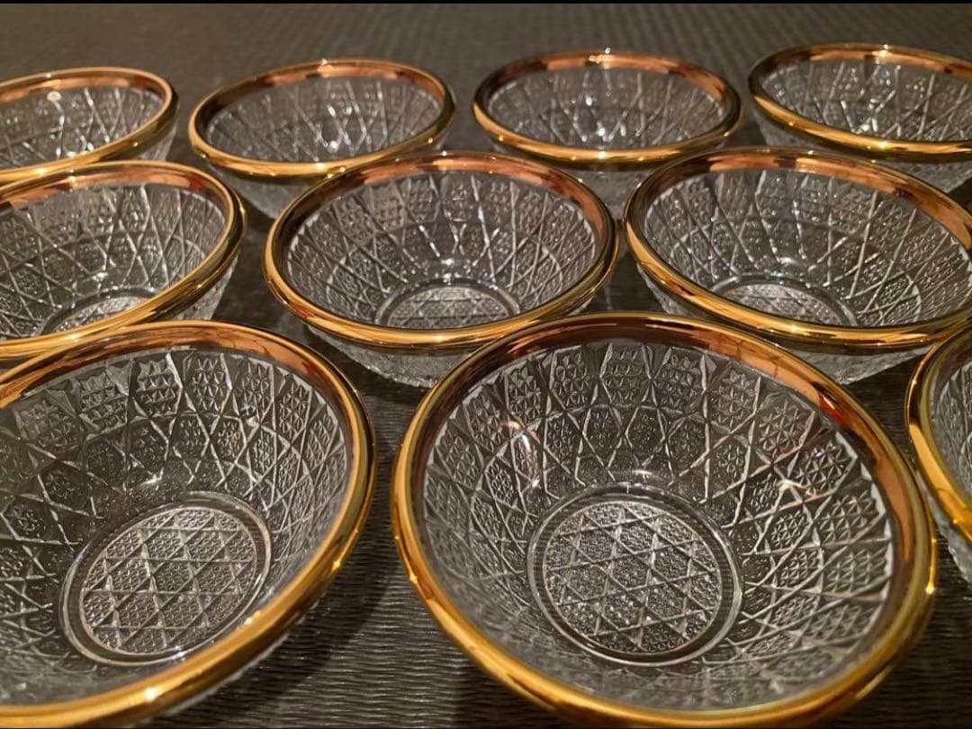 珍味入れ　金付切子柄珍味入れ10客