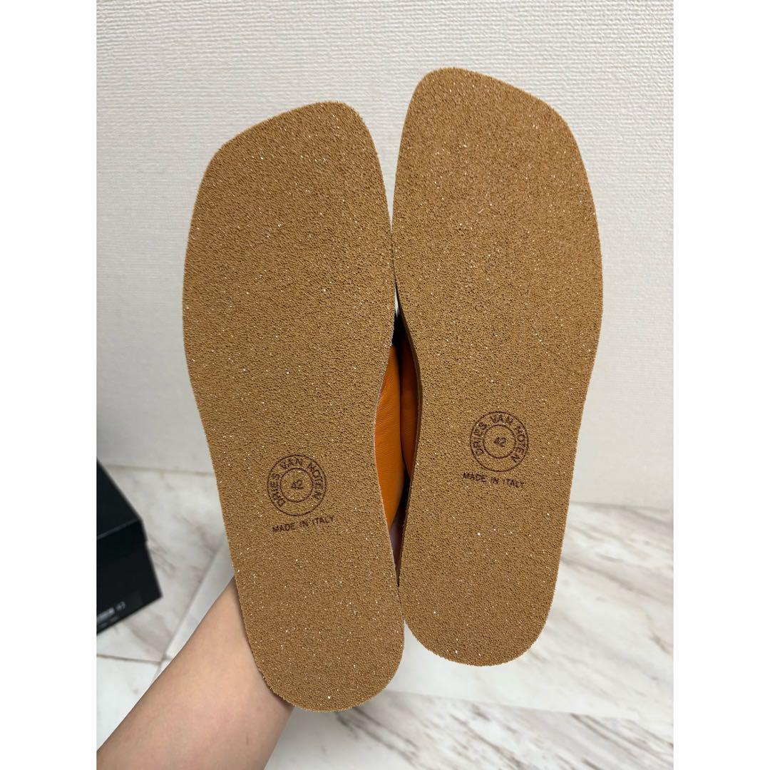 新品 dries van noten ラムレザー スクエア 本革 サンダル