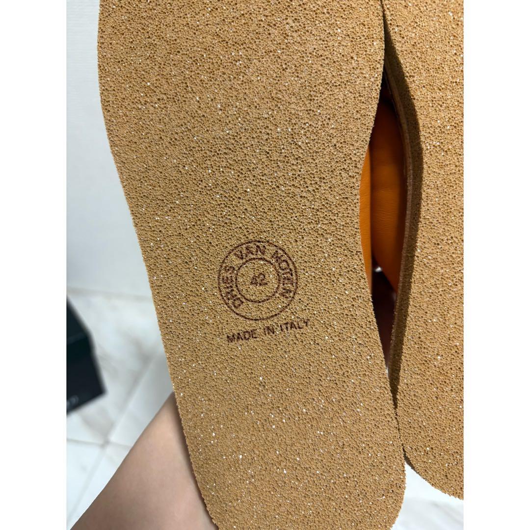 新品 dries van noten ラムレザー スクエア 本革 サンダル