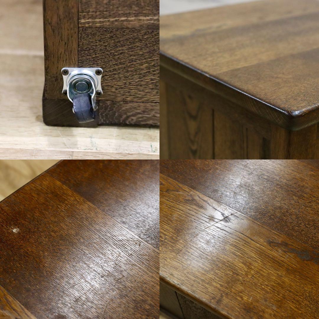 GMHN208C○オーク無垢材 収納付き スツール ボックス チェア キャスター