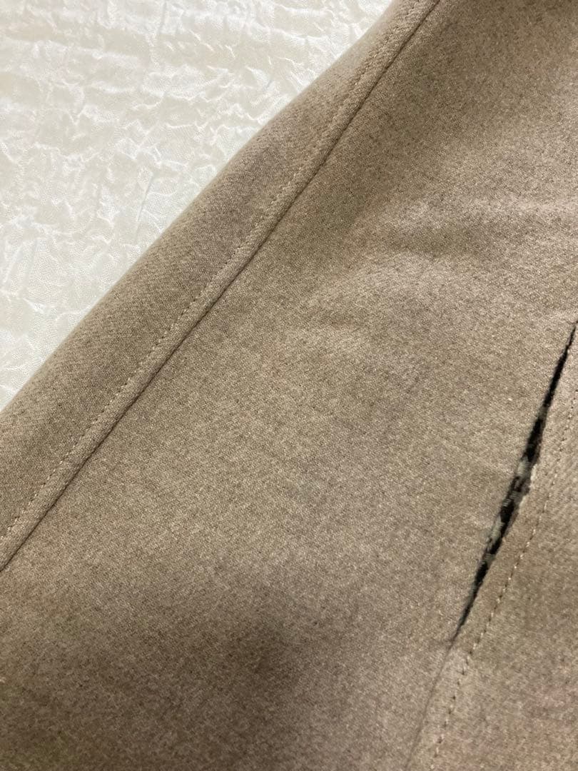 オンワード　防寒　昭和レトロ　ベージュ系　フード付きリバーシブル　マント　ケープ