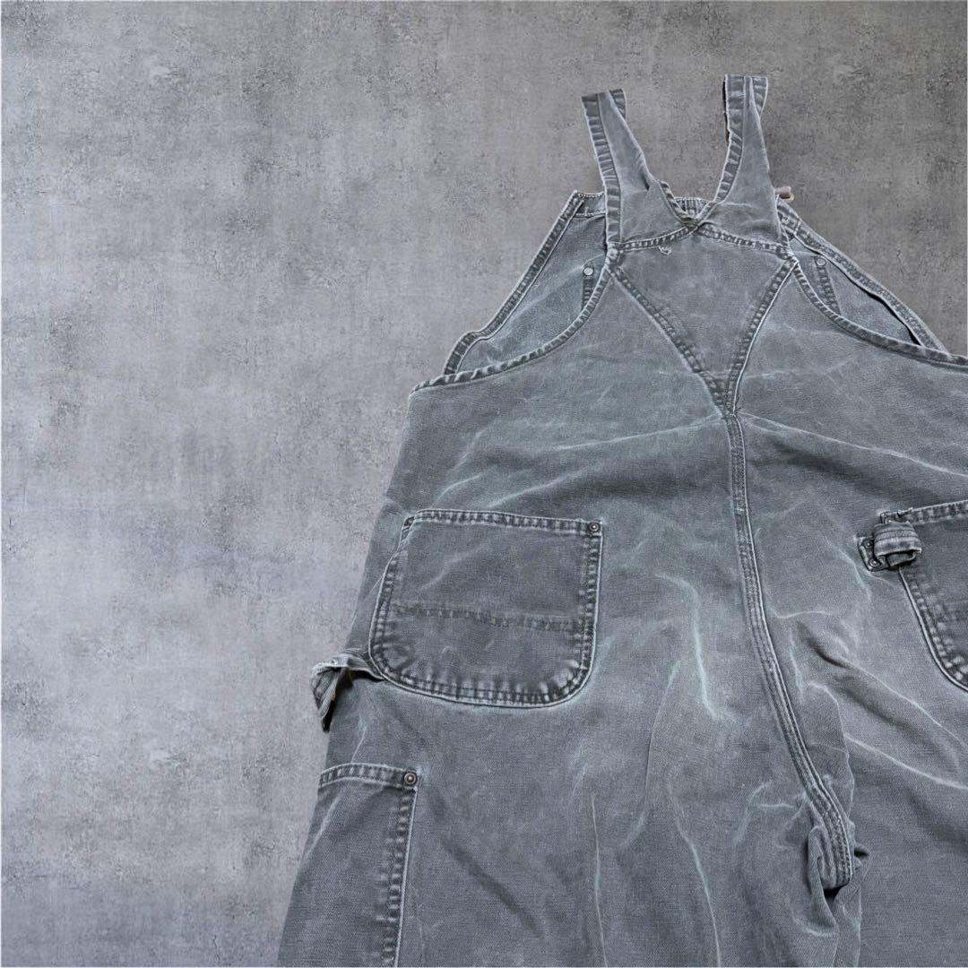 カーハートダブルニーオーバーオールダック地モスグリーンビッグシルエット