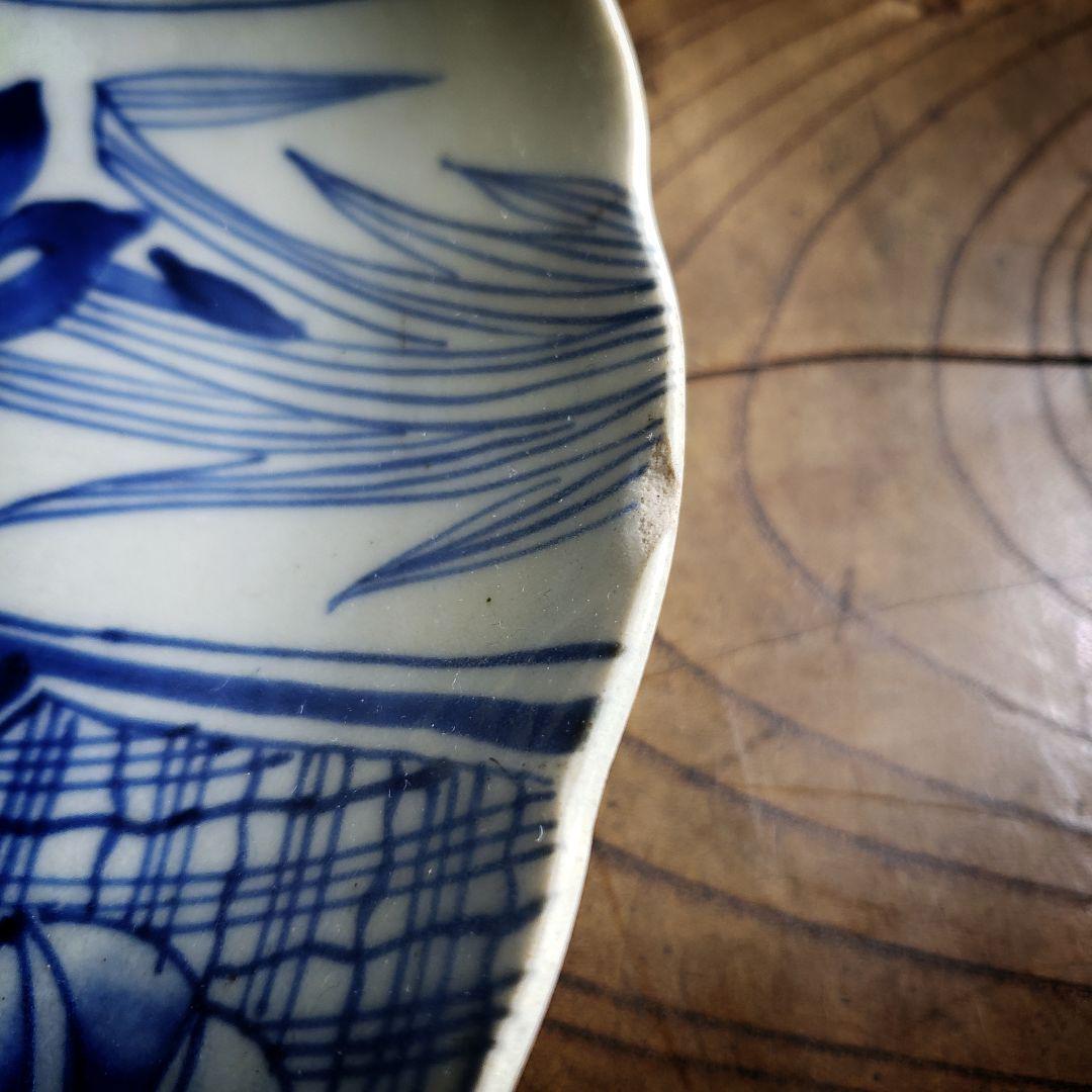 古伊万里 皿 かきつばた 燕子花 杜若 アヤメ アイリス 水仙 江戸 訳あり