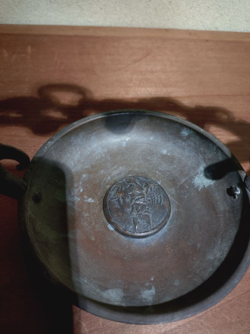 銅製 吊るし 蓮弁紋 灯火器一対 花器 花入れ 古道具 古民具 行燈 行火 灯明