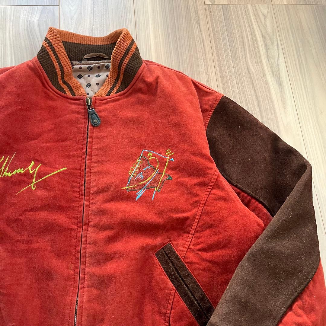 PASHU SHIN HOSOKAWA 80's ベロア 牛革スタジャン 短丈