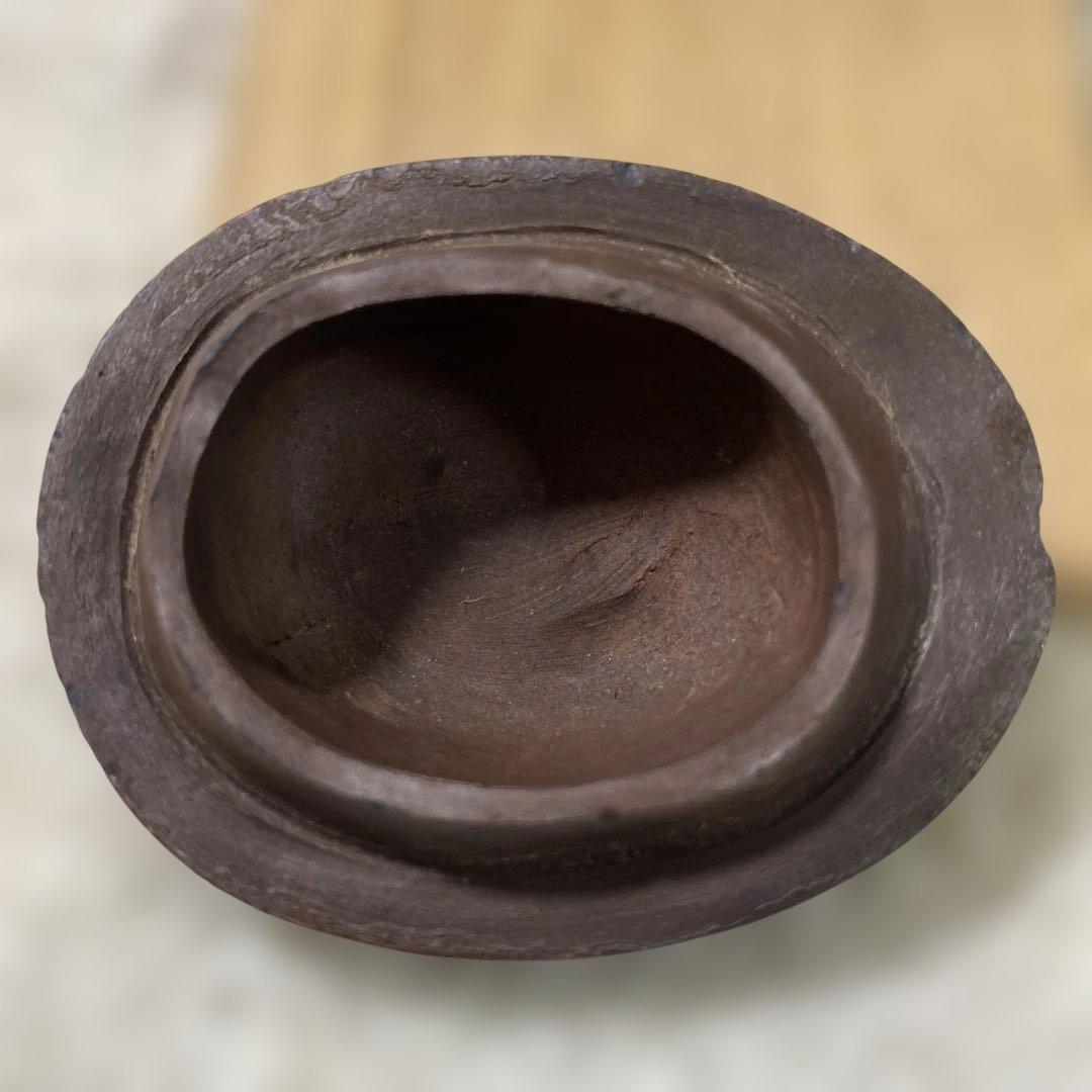 J-3 香合　茶道具　陶器　木箱付き　ホツ有り　アンティーク　美術品　工芸品