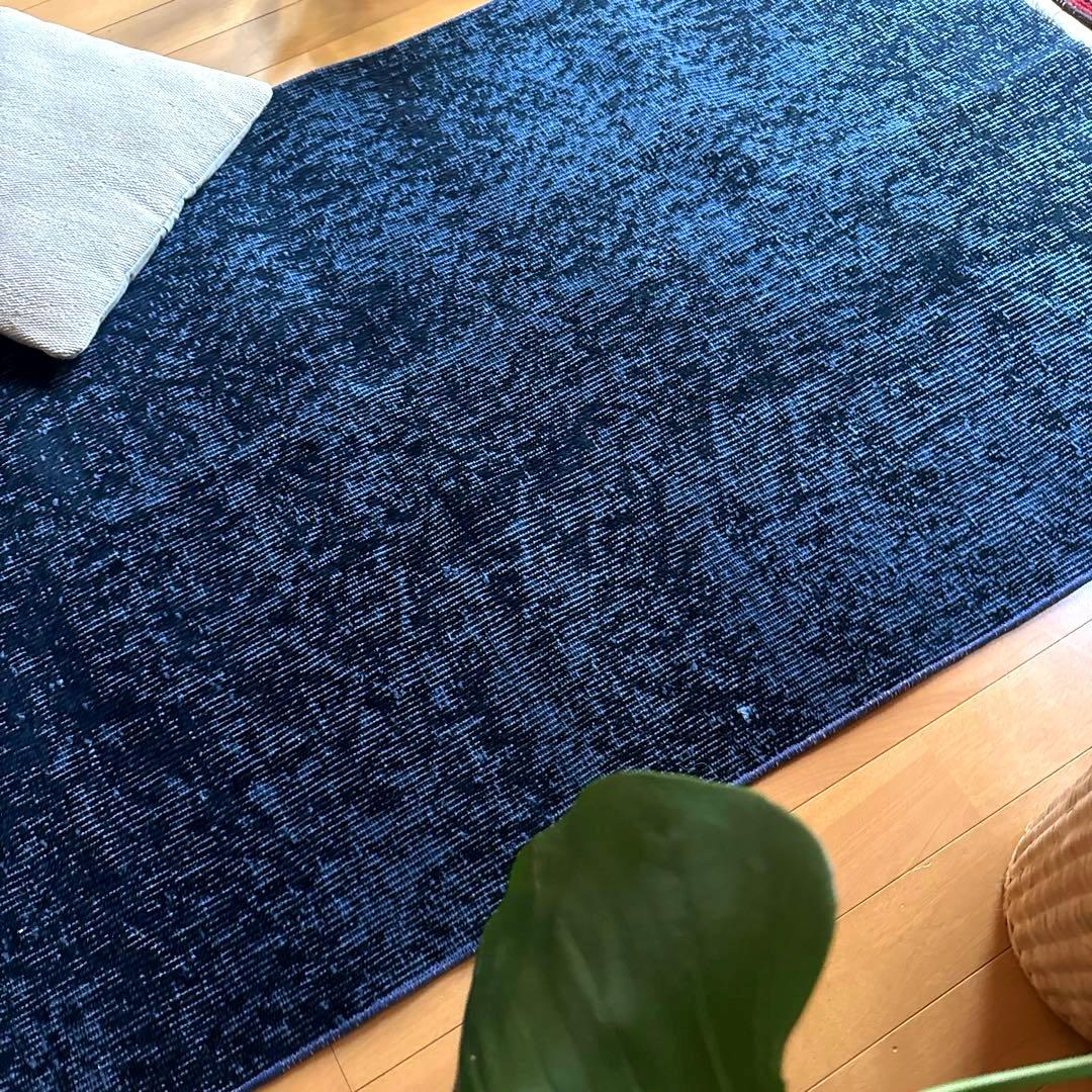84×171 貴重藍色オーバーダイ　人気ワンカラー　トルコヴィンテージラグ