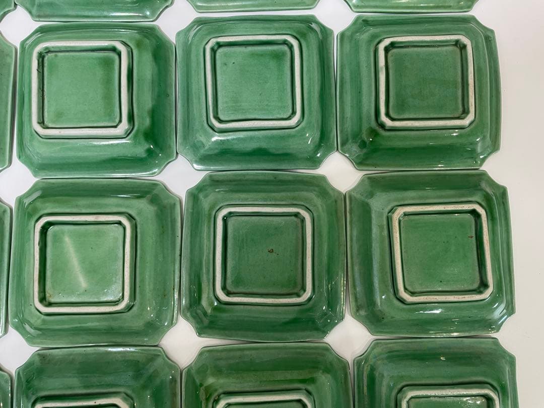 珉平焼 民平焼 小皿 淡路珉平焼 手塩皿 アンティーク20枚 龍 緑 グリーン