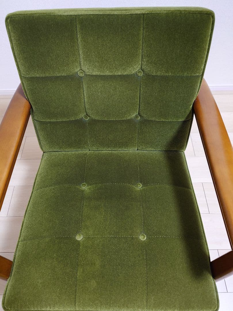カリモク60 Kチェア1シーターモケットグリーン ①