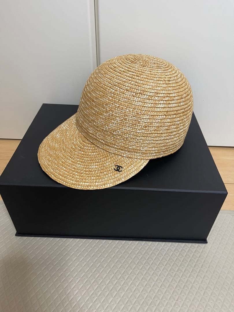 CHANEL ココマークストローキャップ　麦わら帽子