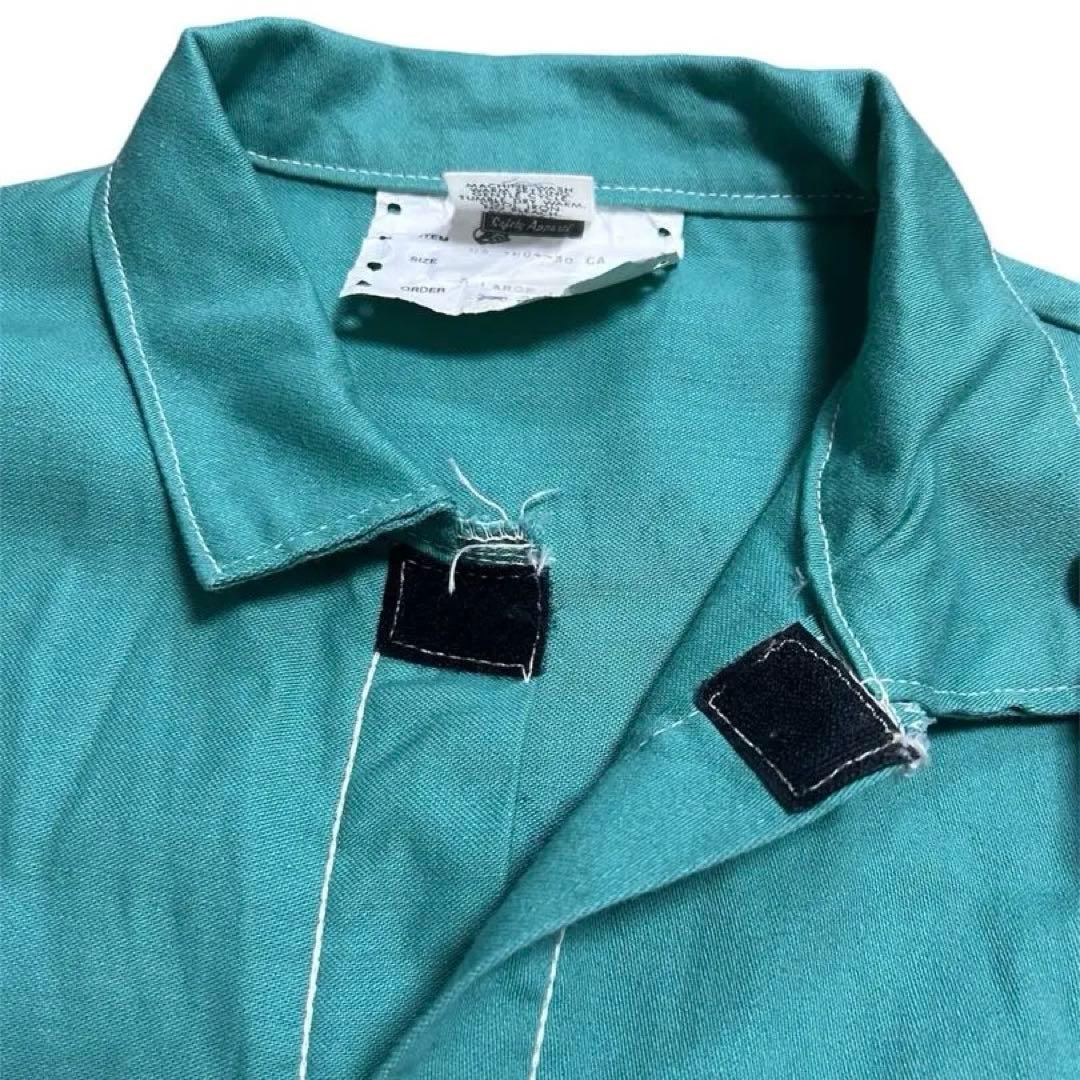 USA製 ステンシル入り ワークジャケット ワークシャツ XL グリーン系
