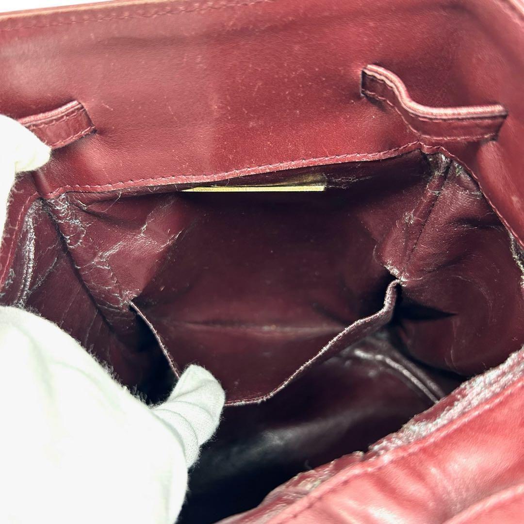 良品 1016 カルティエ ショルダーバッグ 巾着 マストライン ボルドー