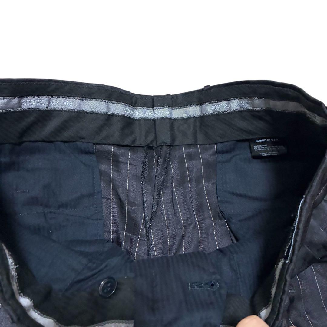 希少　ジョルジオアルマーニ　黒タグ　セットアップスーツ　ブラック　ストライプ