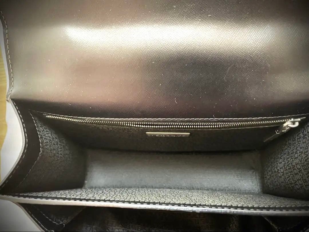 VERSACE ブラック レザー セカンドバッグ