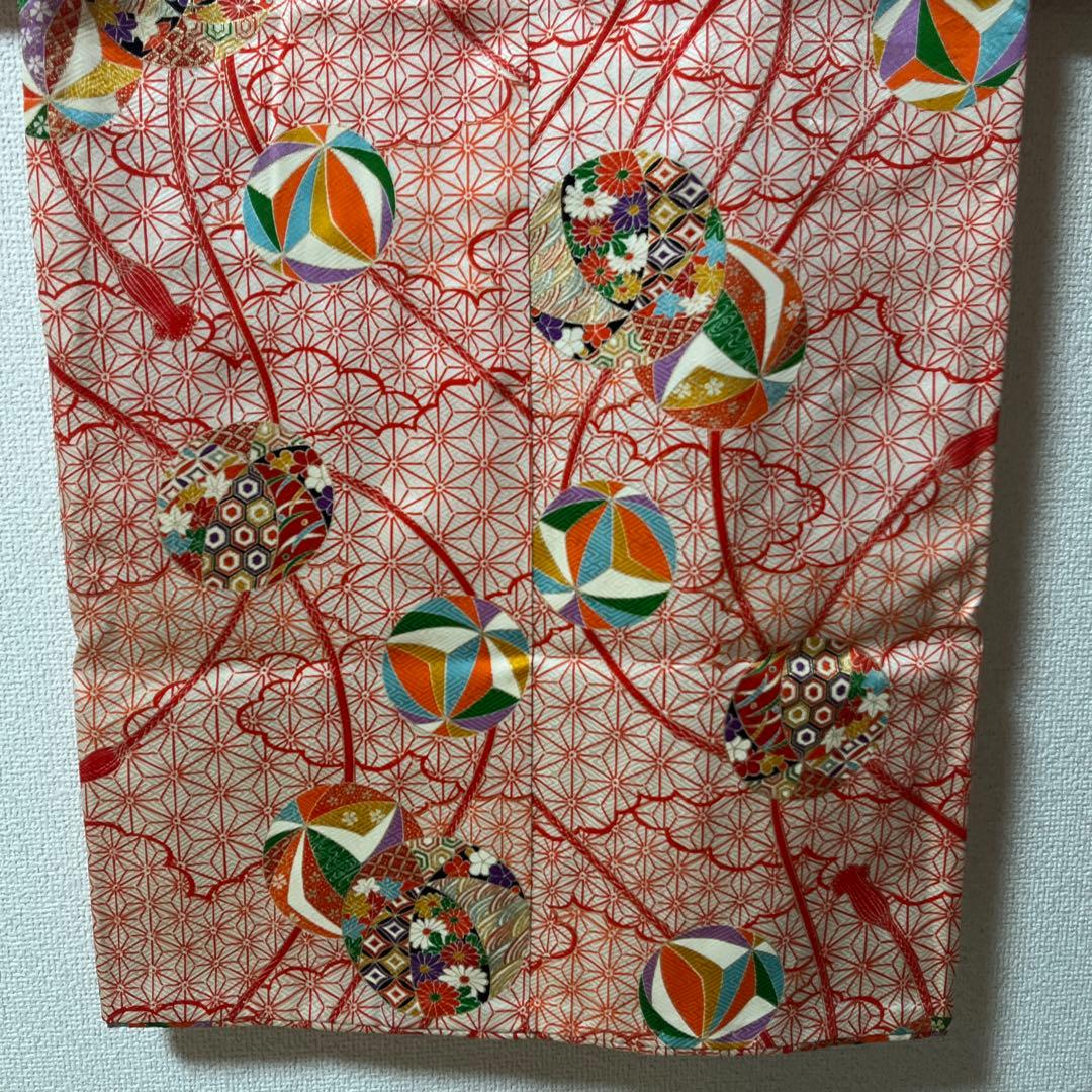 七五三　五歳　七歳　着物セット　アンティーク　かのこ　朱色