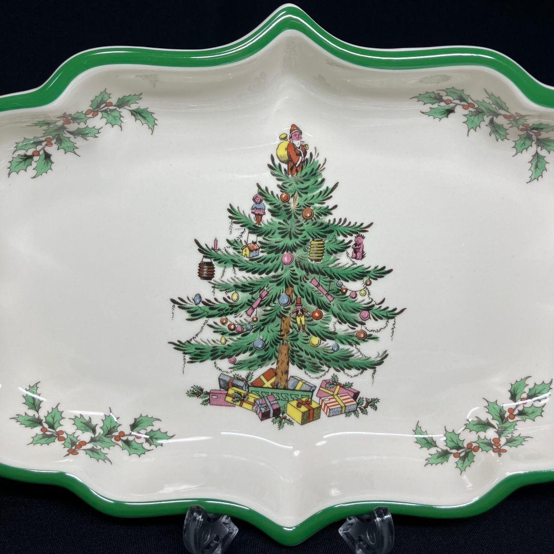 スポード クリスマスツリー オーバルプレート 2客 カップ&ソーサー 1客 レア