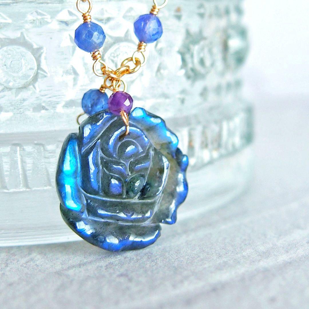 Kaya様　ラブラドライト　ローズカービング　ブレスレット　他2点