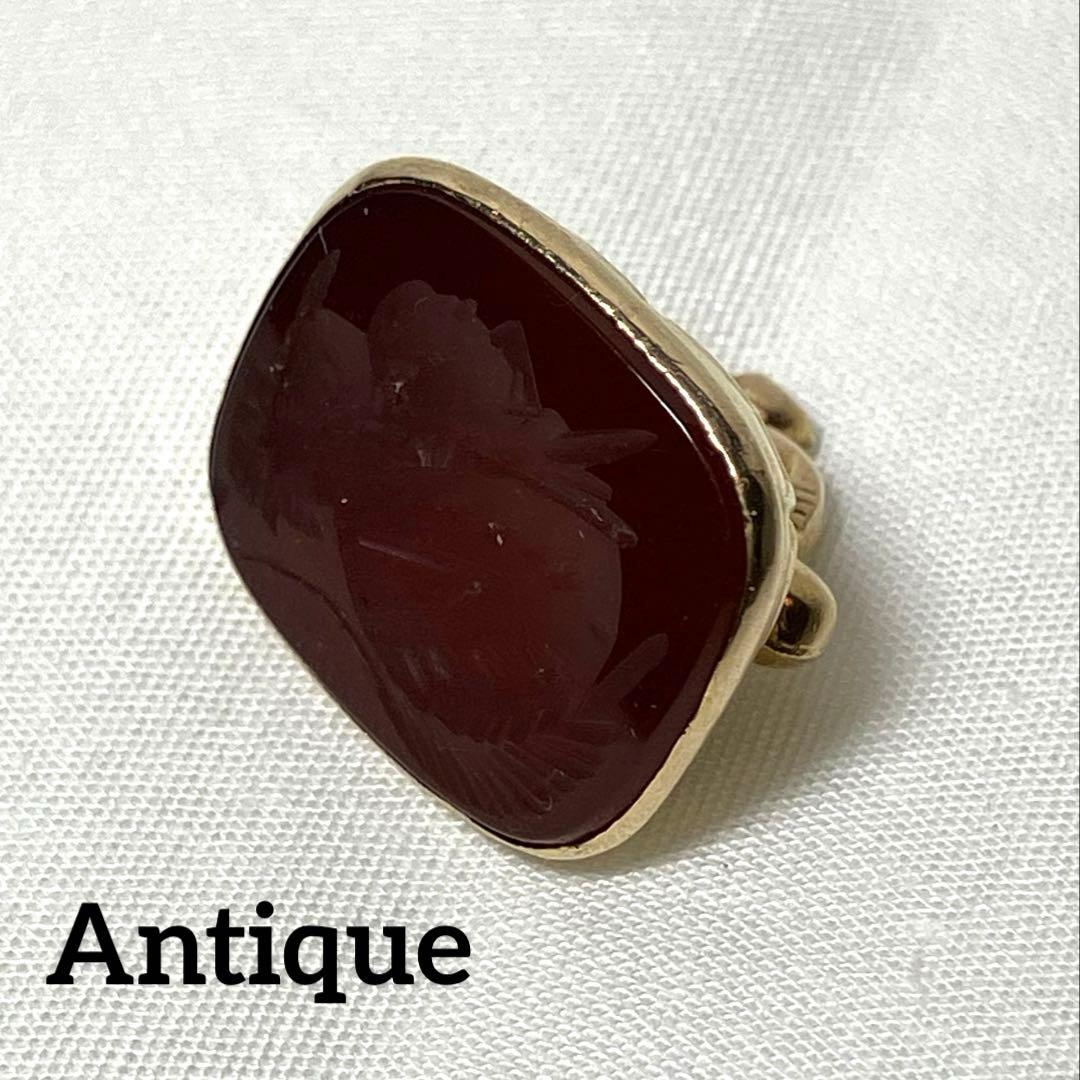 アンティーク 9金 フォブシール インタリオ 戦士