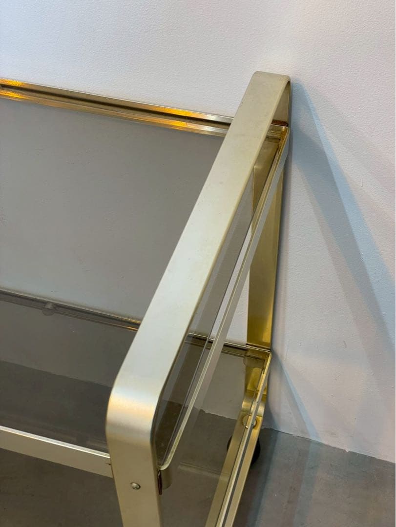 【希少】ヴィンテージ ゴールド ガラスワゴン キッチンワゴン ミッドセンチュリー