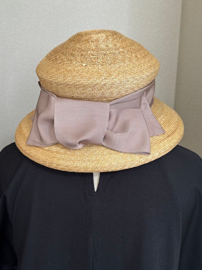 旅行に！COTTAGEの帽子　 麦わら帽子 べージュリボン付き