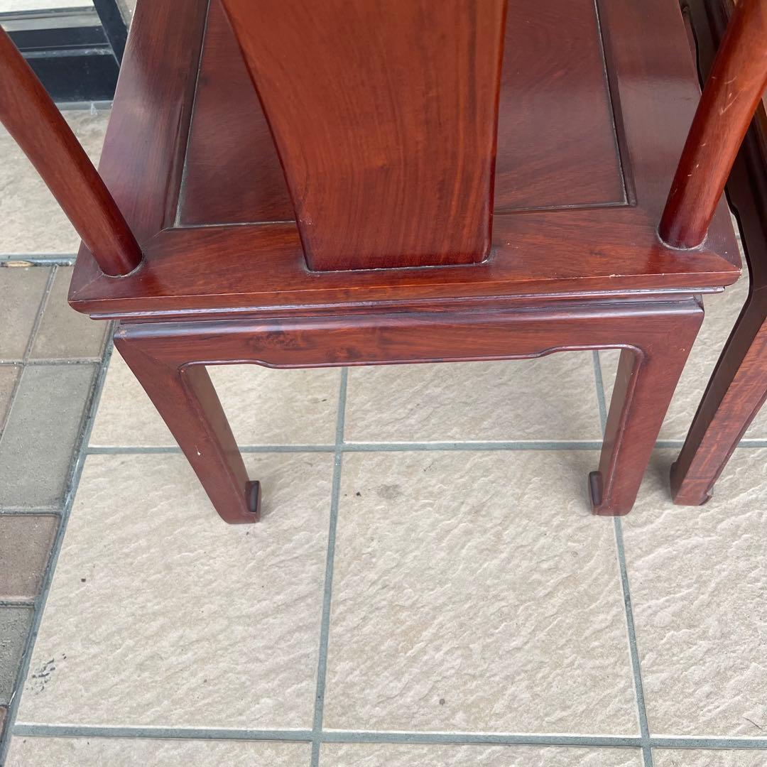 ①唐木家具 ダイニングチェア 食卓椅子 アームチェア 花梨材 馬蹄脚