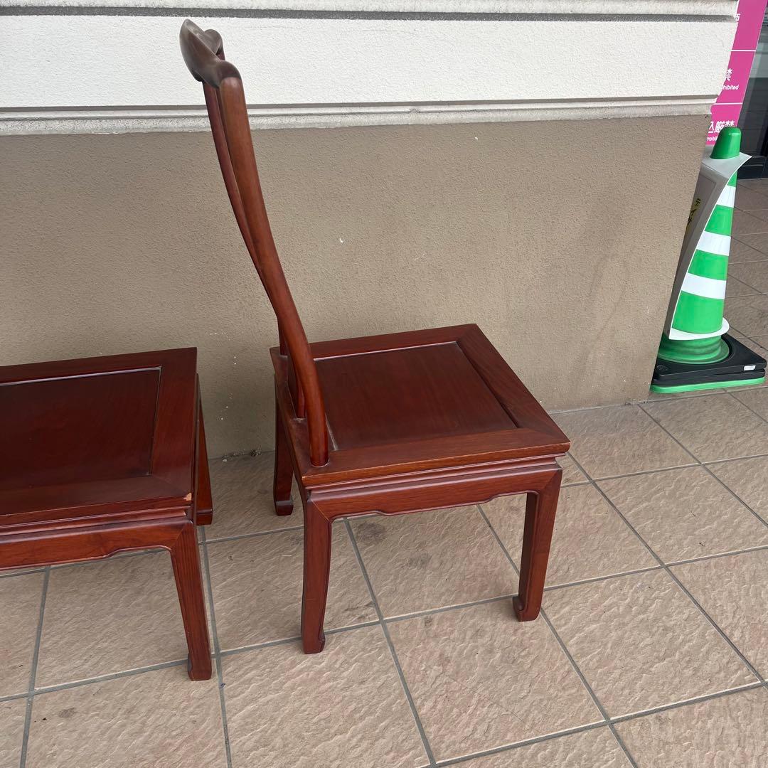 ①唐木家具 ダイニングチェア 食卓椅子 アームチェア 花梨材 馬蹄脚